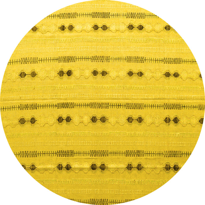 Round Abstract Yellow Modern Rug, abs4919yw