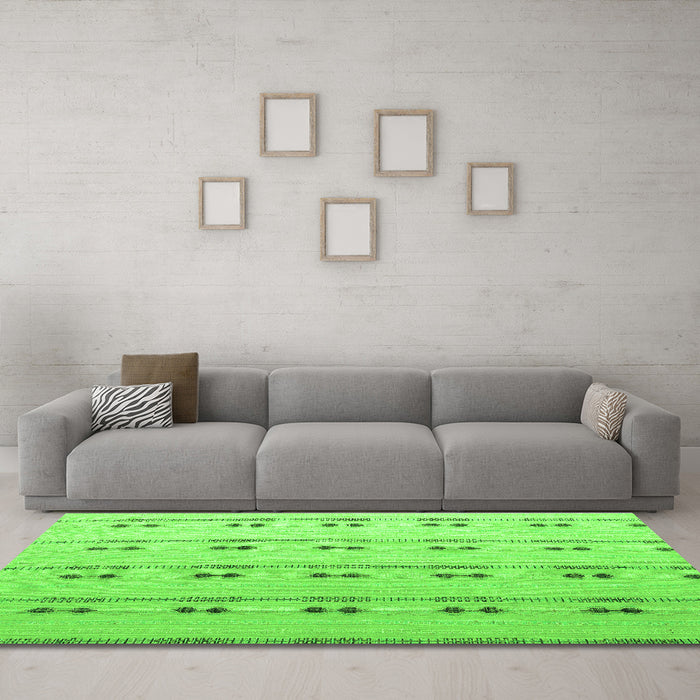 Machine Washable Abstract Green Modern Area Rugs in a Living Room,, wshabs4919grn