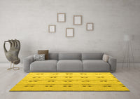 Machine Washable Abstract Yellow Modern Rug, wshabs4919yw