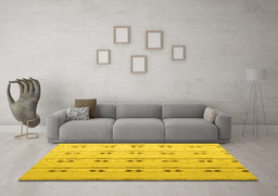 Machine Washable Abstract Yellow Modern Rug in a Living Room, wshabs4919yw