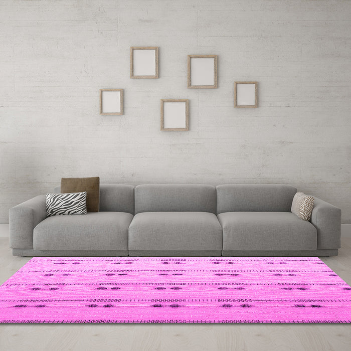 Machine Washable Abstract Pink Modern Rug in a Living Room, wshabs4919pnk