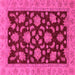 Square Machine Washable Oriental Pink Traditional Rug, wshabs491pnk