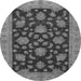 Round Machine Washable Oriental Gray Traditional Rug, wshabs491gry