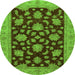 Round Oriental Green Traditional Rug, abs491grn