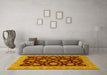 Machine Washable Oriental Yellow Traditional Rug in a Living Room, wshabs491yw