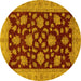 Round Oriental Yellow Traditional Rug, abs491yw