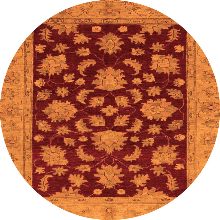 Round Oriental Orange Traditional Rug, abs491org