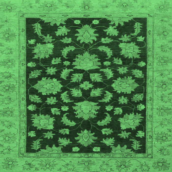 Square Oriental Emerald Green Traditional Rug, abs491emgrn