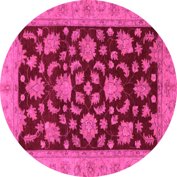 Round Oriental Pink Traditional Rug, abs491pnk