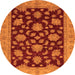 Round Machine Washable Oriental Orange Traditional Area Rugs, wshabs491org