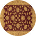 Round Oriental Brown Traditional Rug, abs491brn