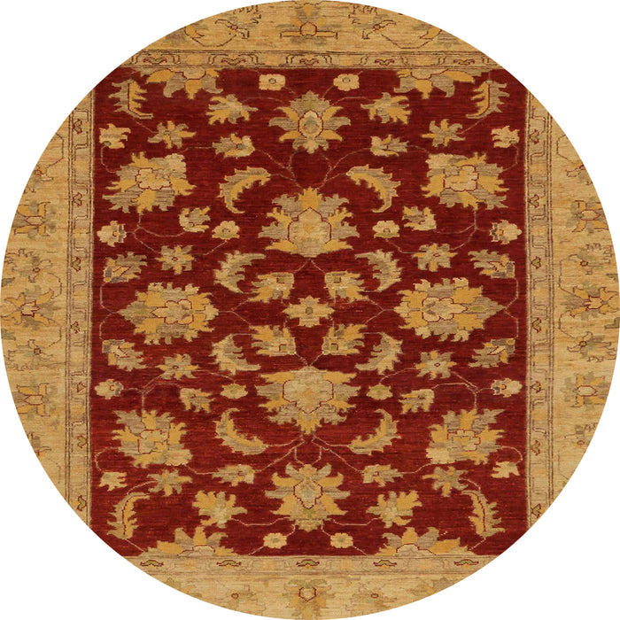 Round Abstract Dark Orange Oriental Rug, abs491