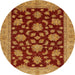 Round Abstract Dark Orange Oriental Rug, abs491