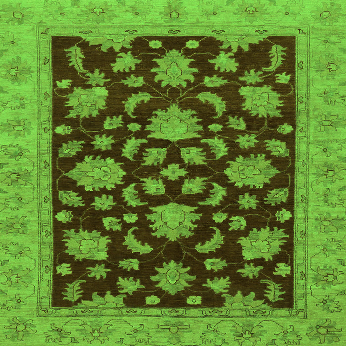 Square Oriental Green Traditional Rug, abs491grn