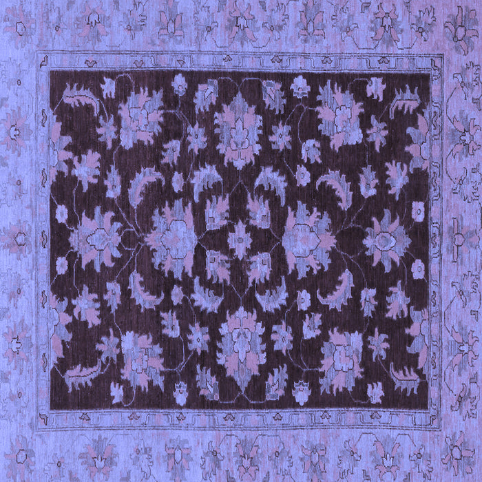 Square Machine Washable Oriental Blue Traditional Rug, wshabs491blu