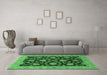 Machine Washable Oriental Emerald Green Traditional Area Rugs in a Living Room,, wshabs491emgrn