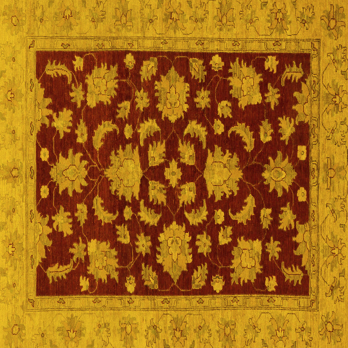 Square Oriental Yellow Traditional Rug, abs491yw