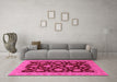 Machine Washable Oriental Pink Traditional Rug in a Living Room, wshabs491pnk