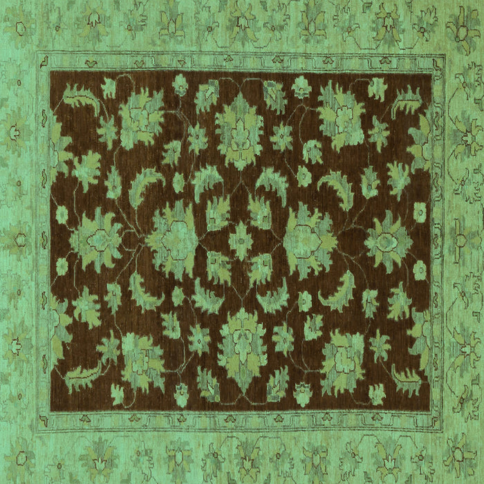 Square Oriental Turquoise Traditional Rug, abs491turq