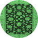 Round Oriental Emerald Green Traditional Rug, abs491emgrn