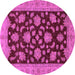 Round Machine Washable Oriental Purple Traditional Area Rugs, wshabs491pur