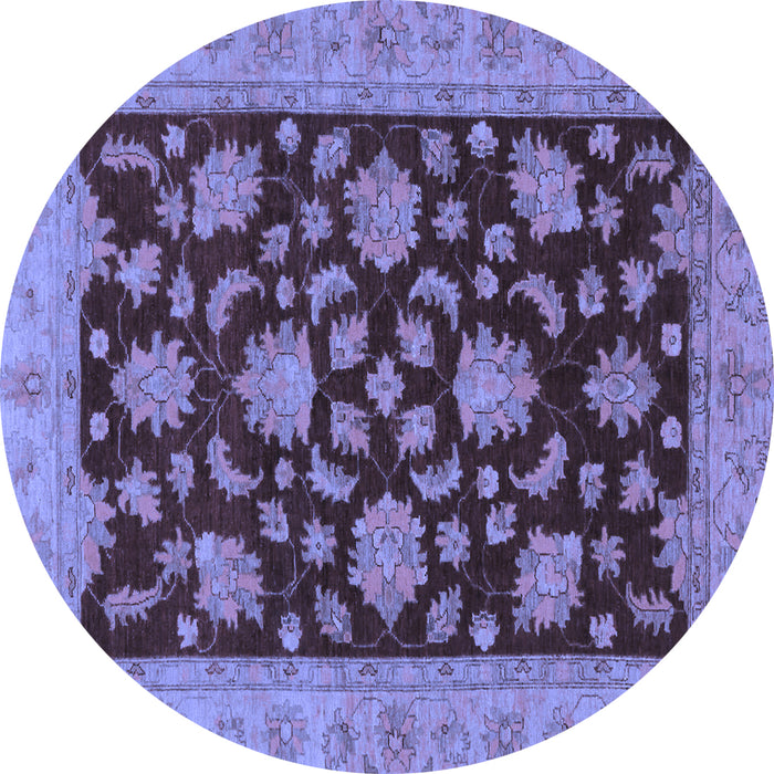 Round Oriental Blue Traditional Rug, abs491blu