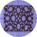 Round Oriental Blue Traditional Rug, abs491blu