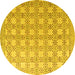 Round Machine Washable Abstract Yellow Modern Rug, wshabs4920yw