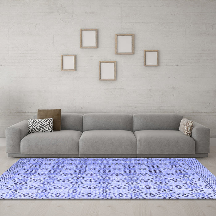 Machine Washable Abstract Blue Modern Rug in a Living Room, wshabs4920blu