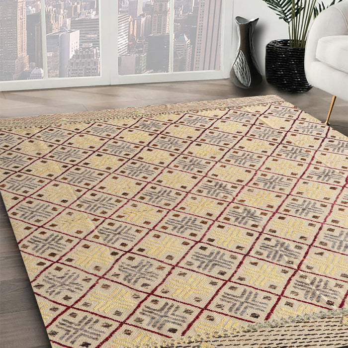 Machine Washable Abstract Orange Salmon Pink Rug in a Family Room, wshabs4920