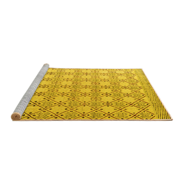Sideview of Machine Washable Abstract Yellow Modern Rug, wshabs4920yw