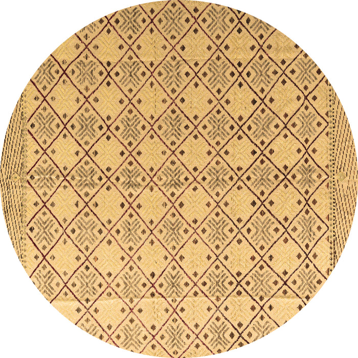 Round Machine Washable Abstract Brown Modern Rug, wshabs4920brn