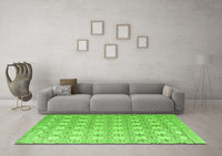 Machine Washable Abstract Green Modern Rug, wshabs4920grn