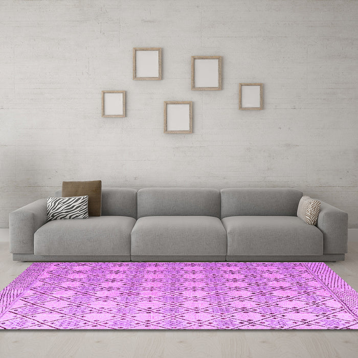 Machine Washable Abstract Purple Modern Area Rugs in a Living Room, wshabs4920pur