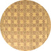 Round Abstract Brown Modern Rug, abs4920brn