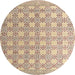 Round Abstract Orange Salmon Pink Modern Rug, abs4920