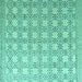 Square Abstract Turquoise Modern Rug, abs4920turq