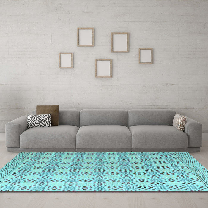 Machine Washable Abstract Light Blue Modern Rug in a Living Room, wshabs4920lblu