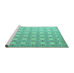 Sideview of Machine Washable Abstract Turquoise Modern Area Rugs, wshabs4920turq