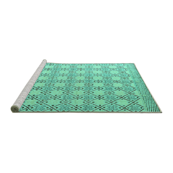 Sideview of Machine Washable Abstract Turquoise Modern Area Rugs, wshabs4920turq