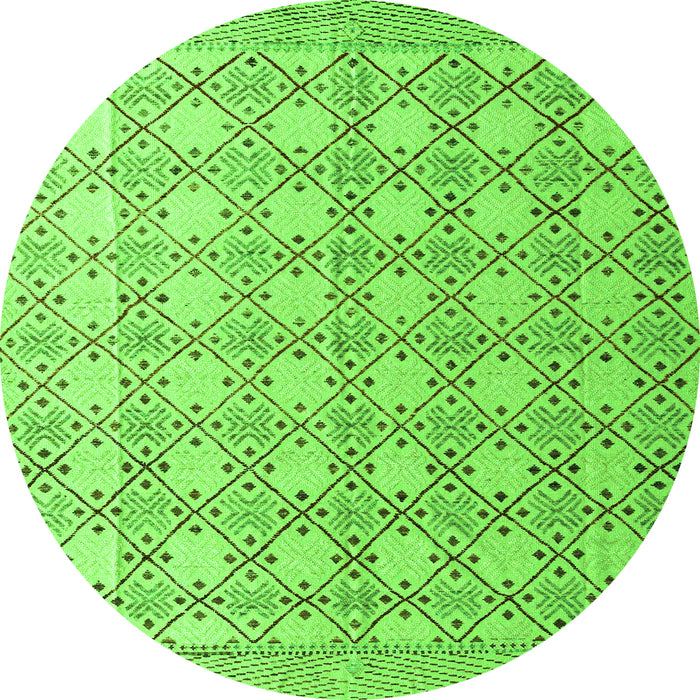Round Machine Washable Abstract Green Modern Area Rugs, wshabs4920grn