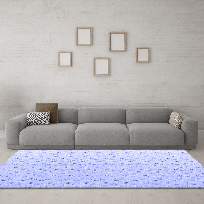 Machine Washable Solid Blue Modern Rug in a Living Room, wshabs4921blu