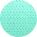 Round Machine Washable Solid Turquoise Modern Area Rugs, wshabs4921turq