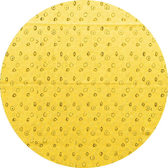 Round Machine Washable Solid Yellow Modern Rug, wshabs4921yw