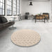 Round Machine Washable Abstract Light Orange Rug in a Office, wshabs4921