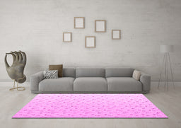 Machine Washable Solid Pink Modern Rug in a Living Room, wshabs4921pnk