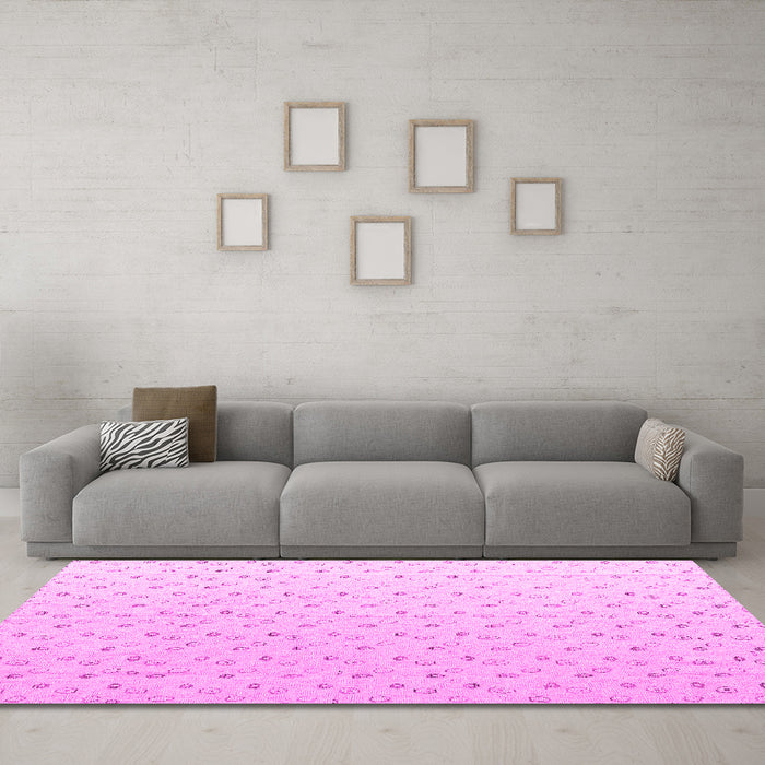 Machine Washable Solid Pink Modern Rug in a Living Room, wshabs4921pnk