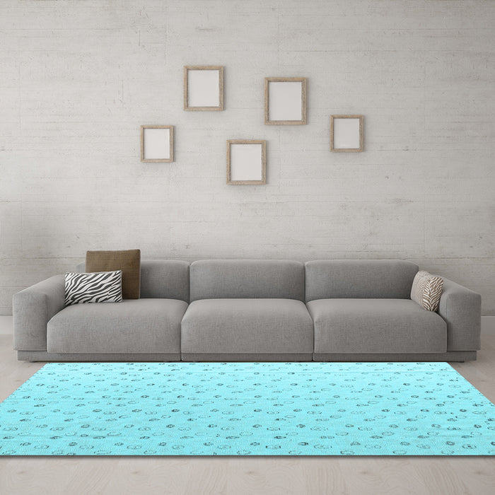 Machine Washable Solid Light Blue Modern Rug in a Living Room, wshabs4921lblu