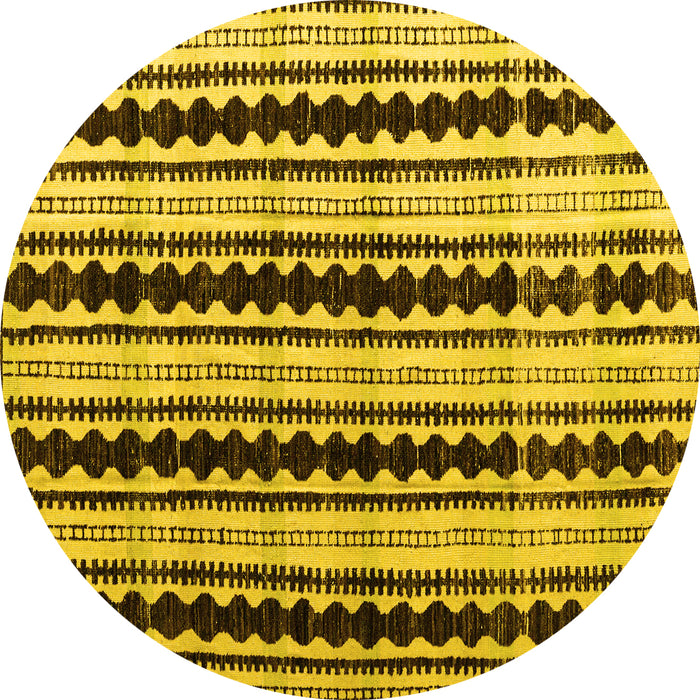 Round Machine Washable Abstract Yellow Modern Rug, wshabs4922yw