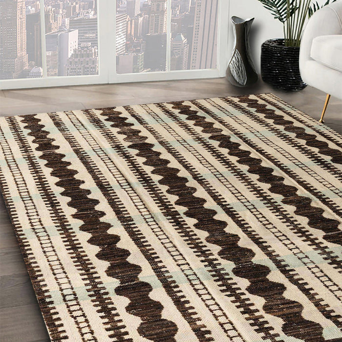 Machine Washable Abstract Bakers Brown Rug in a Family Room, wshabs4922